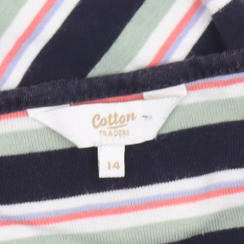 Cotton Traders Women's Multicoloured Striped 3/4 Sleeve T-Shirt Size 14