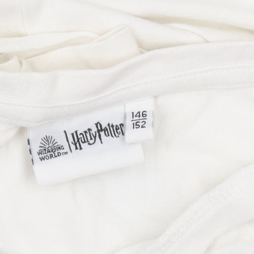 Harry Potter Girls White Cropped Long Sleeve Hogwarts T-Shirt Size 146