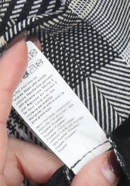 River Island Womens Grey Check Short Skirt Size 12 Lined Button Detail