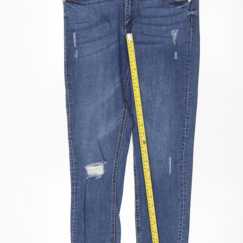 Denim Co. Womens Blue Distressed Skinny Jeans Size 12 UK