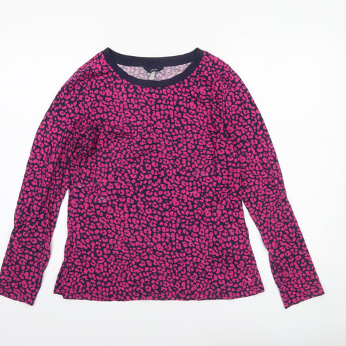 Joules Women's Pink Animal Print Long Sleeve Cotton T-Shirt UK 12