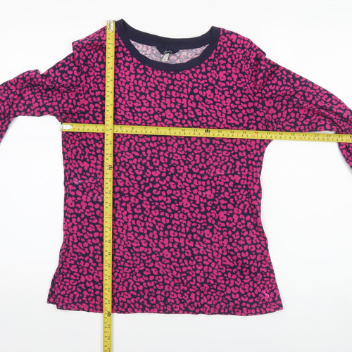 Joules Women's Pink Animal Print Long Sleeve Cotton T-Shirt UK 12