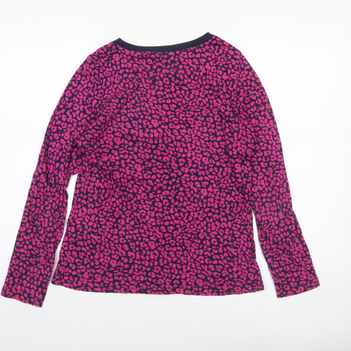 Joules Women's Pink Animal Print Long Sleeve Cotton T-Shirt UK 12