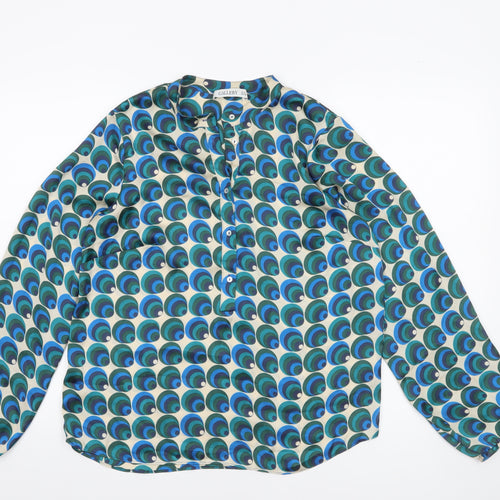 Gallery Women’s Blue Geometric Tunic Blouse UK 10 Long Sleeve Polyester