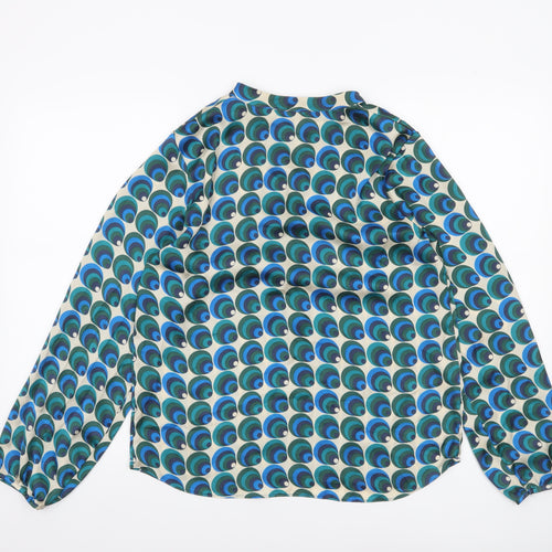 Gallery Women’s Blue Geometric Tunic Blouse UK 10 Long Sleeve Polyester