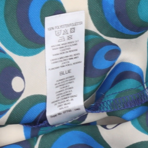 Gallery Women’s Blue Geometric Tunic Blouse UK 10 Long Sleeve Polyester