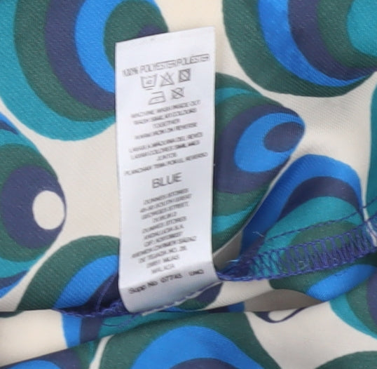 Gallery Women’s Blue Geometric Tunic Blouse UK 10 Long Sleeve Polyester