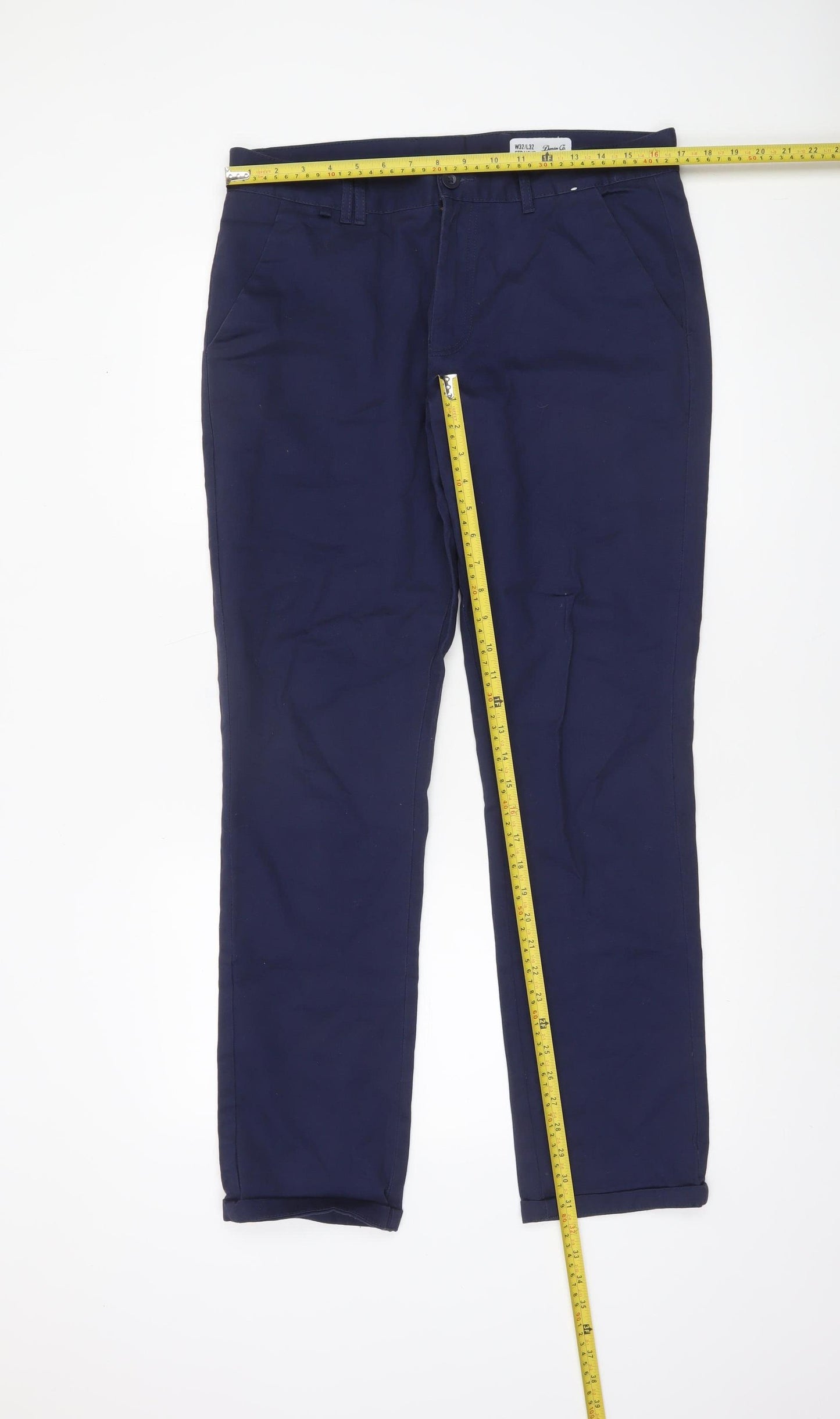Denton Co. Men's Blue Chino Trousers Size 32 Straight Fit
