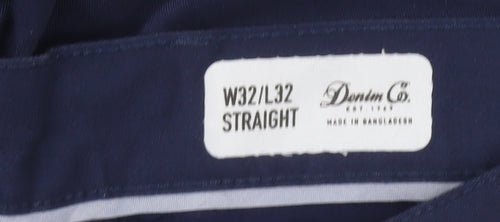 Denton Co. Men's Blue Chino Trousers Size 32 Straight Fit