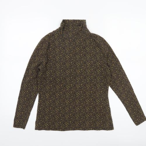 Marks and Spencer Womens Brown Geometric Roll Neck Long Sleeve Top Size 12