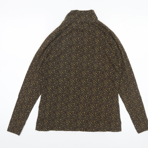 Marks and Spencer Womens Brown Geometric Roll Neck Long Sleeve Top Size 12