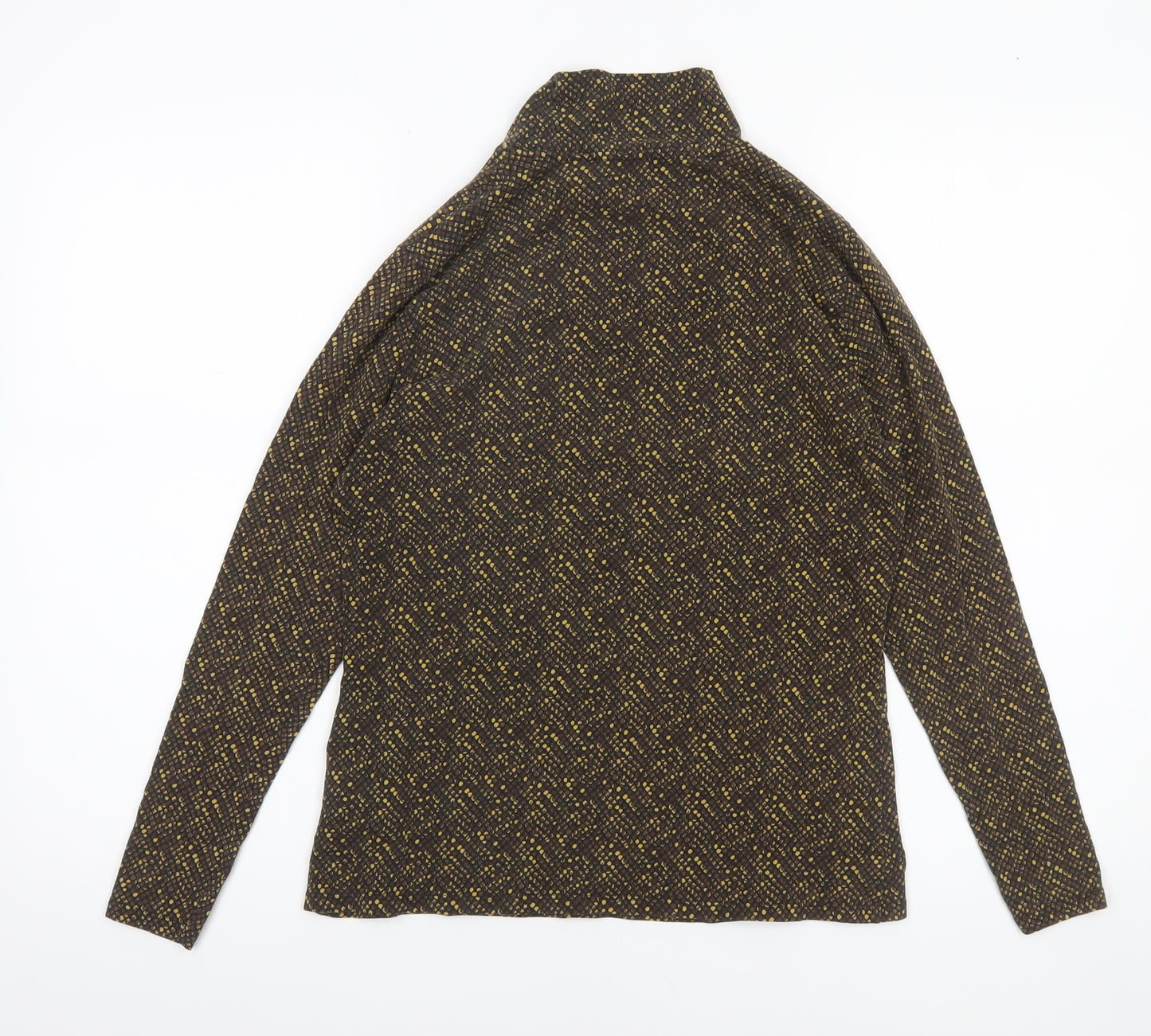Marks and Spencer Womens Brown Geometric Roll Neck Long Sleeve Top Size 12