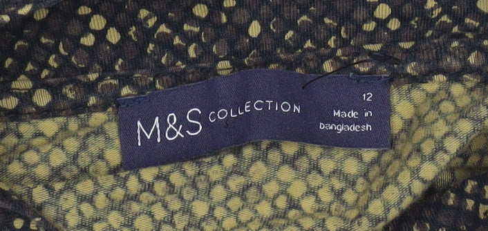 Marks and Spencer Womens Brown Geometric Roll Neck Long Sleeve Top Size 12