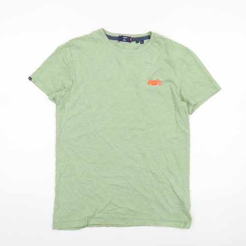 Superdry Men's Green Crew Neck Cotton Short Sleeve T-Shirt Size S