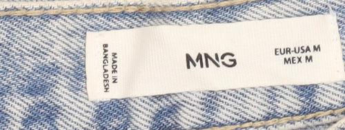 MNG Women Blue Denim Midi Pencil Skirt Size M High Waist