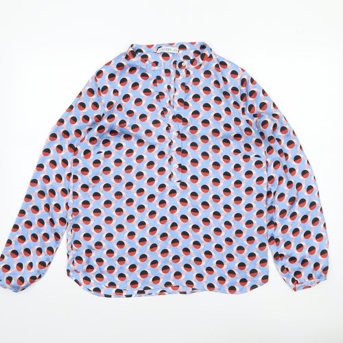 Gallery Women's Blue Geometric Long Sleeve Blouse UK 10