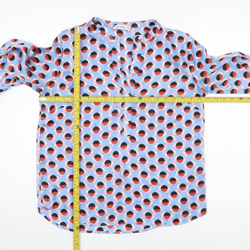 Gallery Women's Blue Geometric Long Sleeve Blouse UK 10
