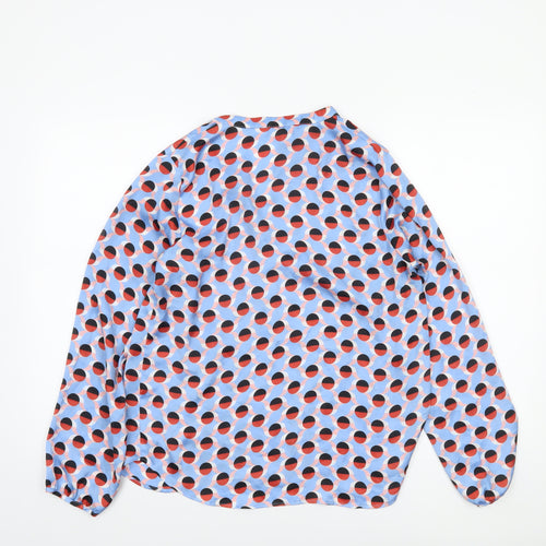 Gallery Women's Blue Geometric Long Sleeve Blouse UK 10