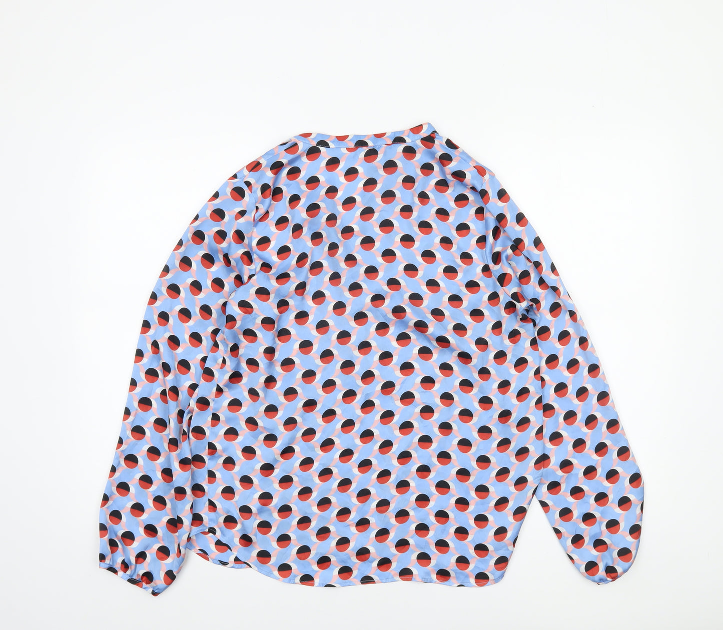 Gallery Women's Blue Geometric Long Sleeve Blouse UK 10