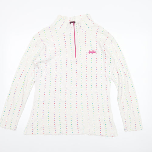 Trespass Womens White Polka Dot Long Sleeve 1/4 Zip Top Size L