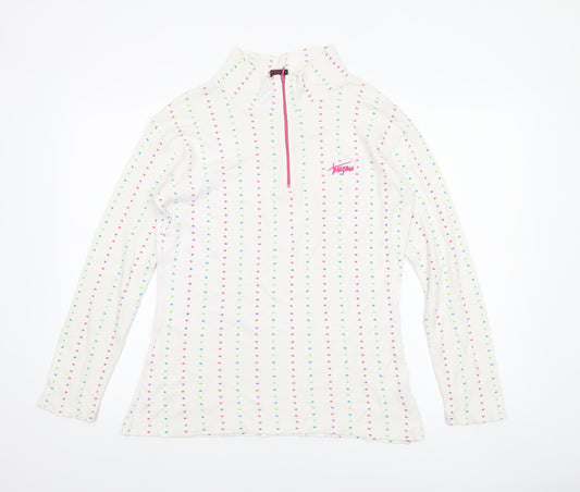 Trespass Womens White Polka Dot Long Sleeve 1/4 Zip Top Size L