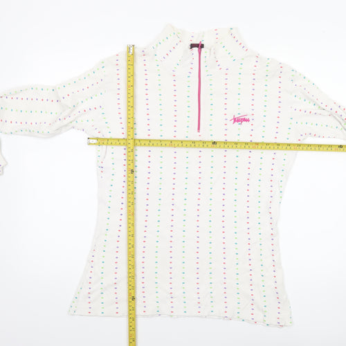 Trespass Womens White Polka Dot Long Sleeve 1/4 Zip Top Size L