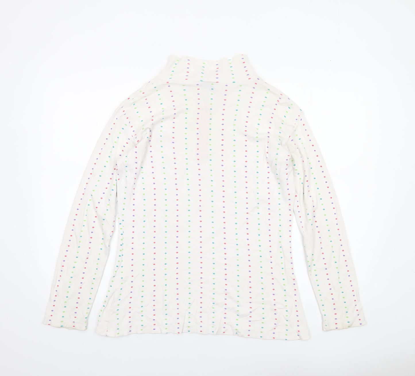 Trespass Womens White Polka Dot Long Sleeve 1/4 Zip Top Size L