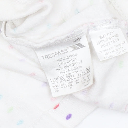 Trespass Womens White Polka Dot Long Sleeve 1/4 Zip Top Size L
