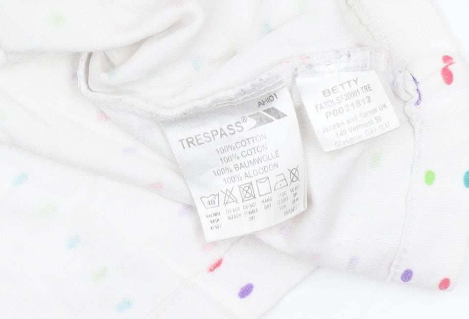 Trespass Womens White Polka Dot Long Sleeve 1/4 Zip Top Size L