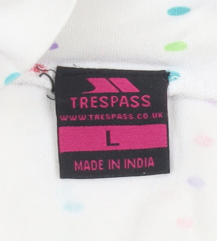 Trespass Womens White Polka Dot Long Sleeve 1/4 Zip Top Size L