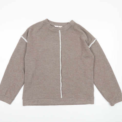 Tu Women’s Beige Pullover Sweatshirt Small Relaxed Fit Lined