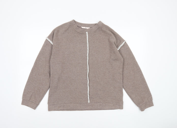 Tu Women’s Beige Pullover Sweatshirt Small Relaxed Fit Lined