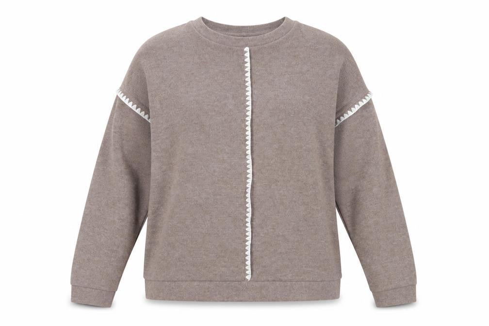 Front view of Tu Women’s Beige Pullover Sweatshirt Small Relaxed Fit Lined