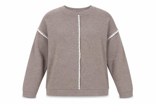 Front view of Tu Women’s Beige Pullover Sweatshirt Small Relaxed Fit Lined