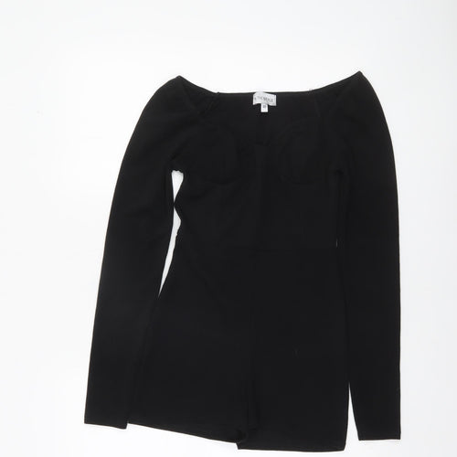 In The Style Women's Black Long Sleeve Playsuit Size 10 Polyester Blend
