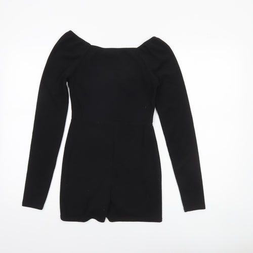 In The Style Women's Black Long Sleeve Playsuit Size 10 Polyester Blend