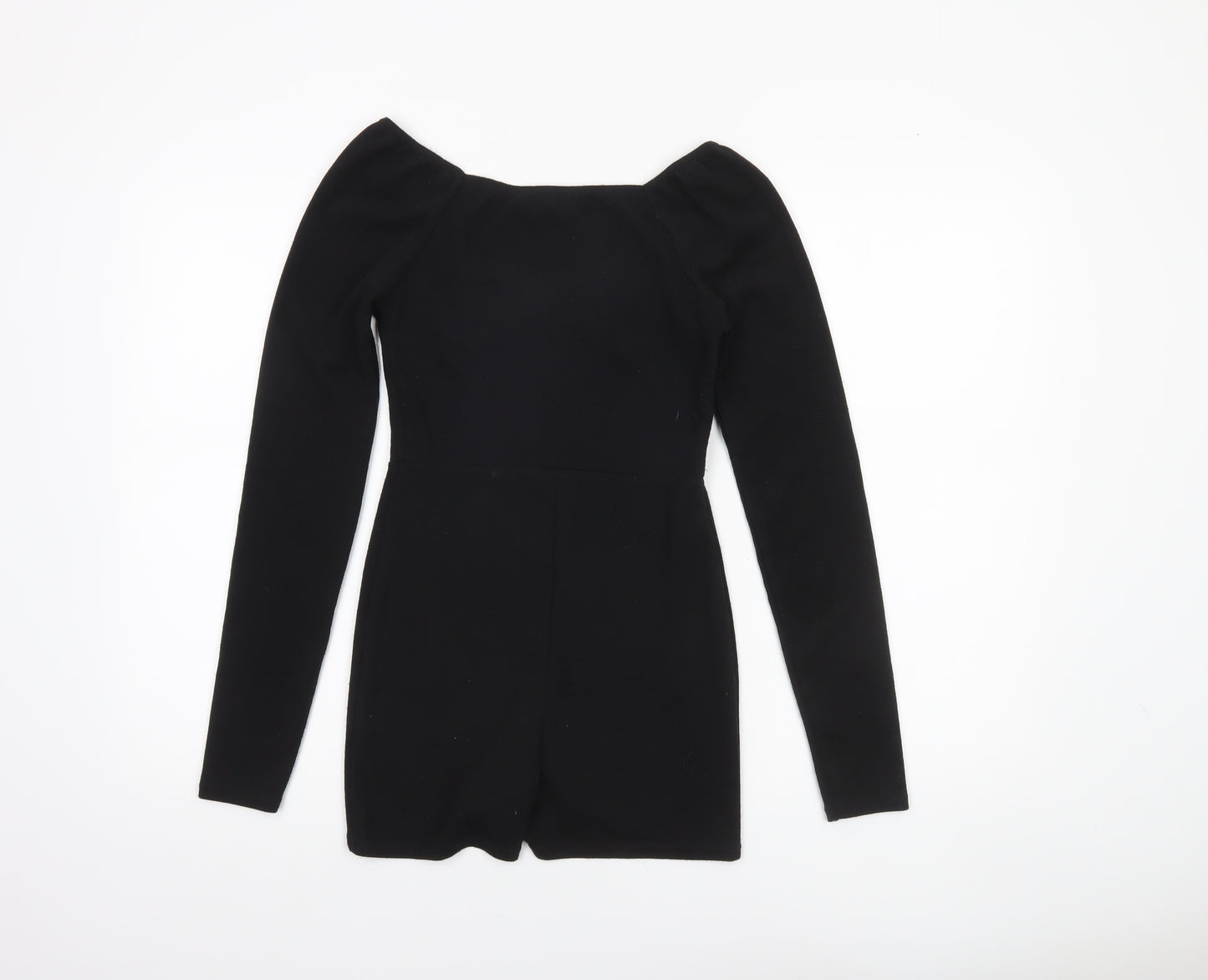 In The Style Women's Black Long Sleeve Playsuit Size 10 Polyester Blend