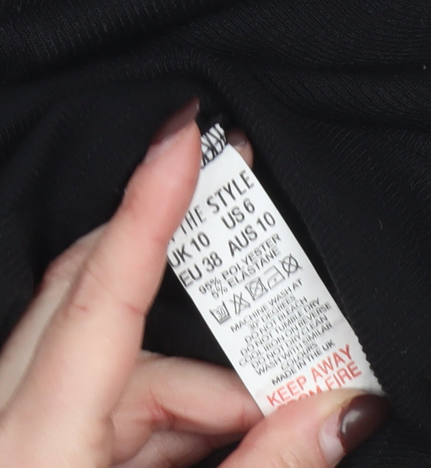 In The Style Women's Black Long Sleeve Playsuit Size 10 Polyester Blend