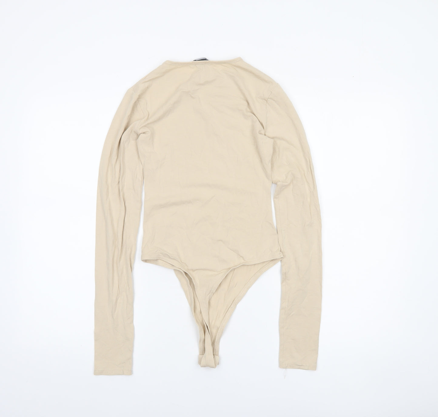 Boohoo Tall Beige Long Sleeve Bodysuit Women's Size 8