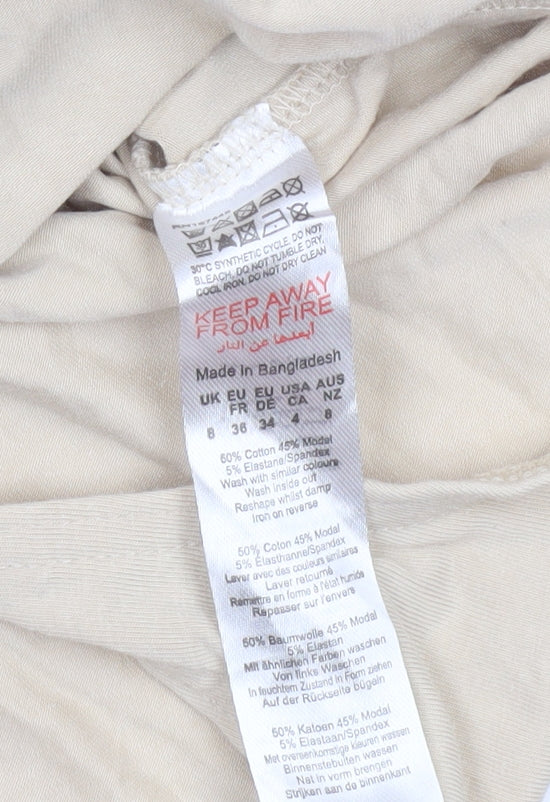 Boohoo Tall Beige Long Sleeve Bodysuit Women's Size 8