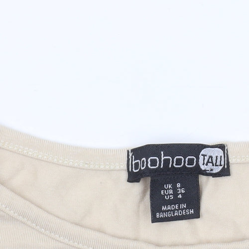Boohoo Tall Beige Long Sleeve Bodysuit Women's Size 8