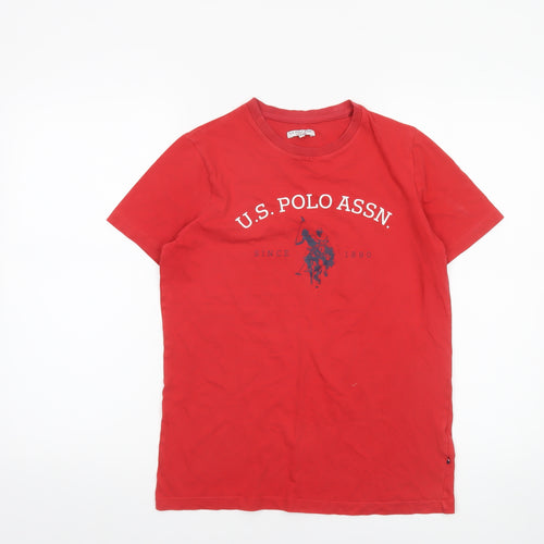 U.S. Polo Assn Boys Red 12-13 Years Cotton Graphic Logo T-Shirt