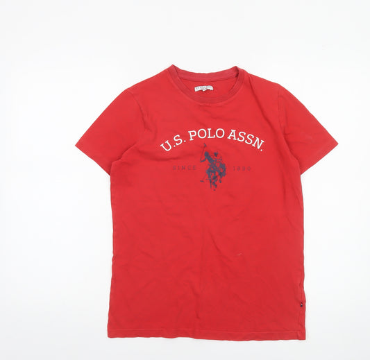 U.S. Polo Assn Boys Red 12-13 Years Cotton Graphic Logo T-Shirt