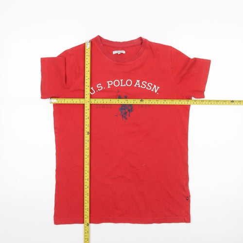 U.S. Polo Assn Boys Red 12-13 Years Cotton Graphic Logo T-Shirt