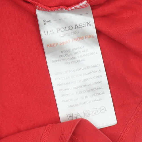 U.S. Polo Assn Boys Red 12-13 Years Cotton Graphic Logo T-Shirt