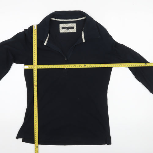 Röhnisch Women Black Polo Top L 3/4 Sleeve Cotton Elastane Collared