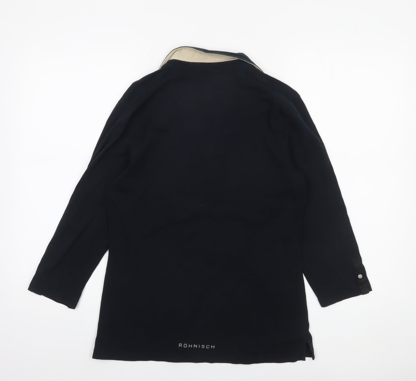 Röhnisch Women Black Polo Top L 3/4 Sleeve Cotton Elastane Collared