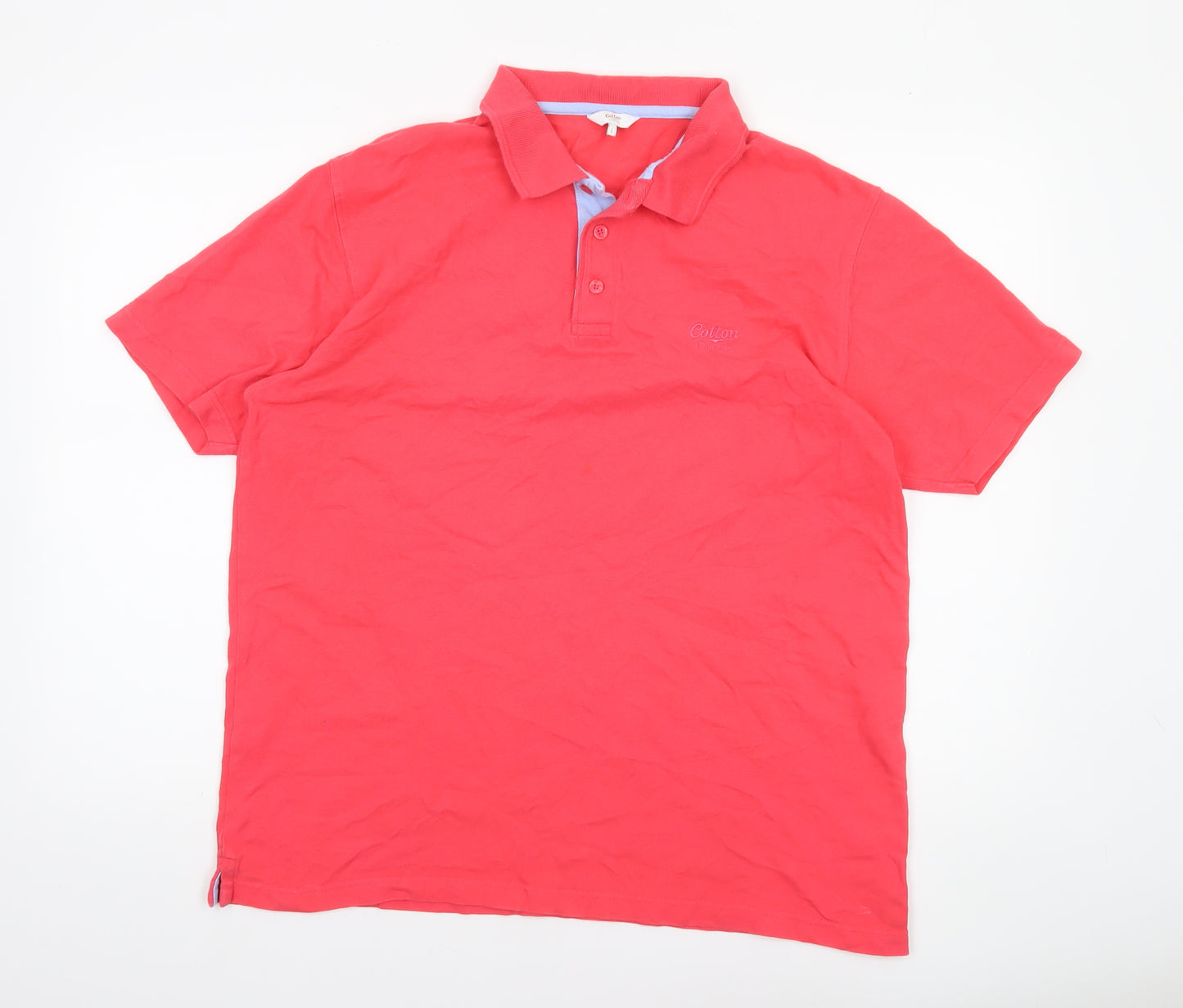 Cotton Traders Men's Red Polo Shirt Size L 100% Cotton Casual Top
