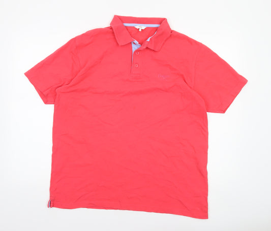 Cotton Traders Men's Red Polo Shirt Size L 100% Cotton Casual Top