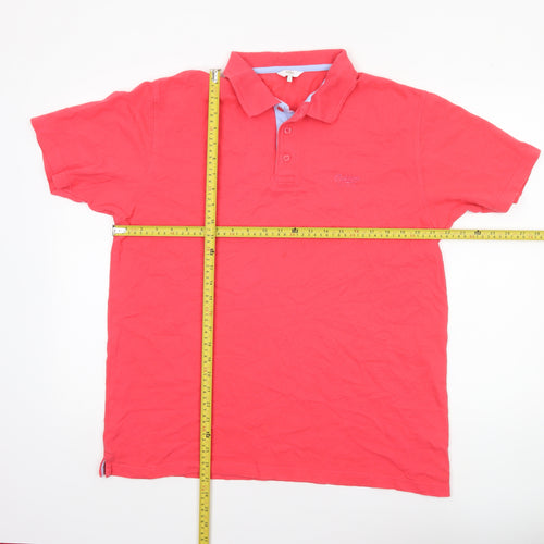 Cotton Traders Men's Red Polo Shirt Size L 100% Cotton Casual Top